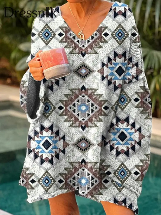 Westliche ethnische Azteken-Langarm-Pullover für Frauen als bild / S