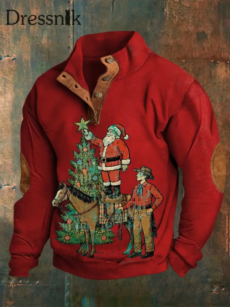 Westliche Weihnachts-Sweatshirts für Herren Rot / S