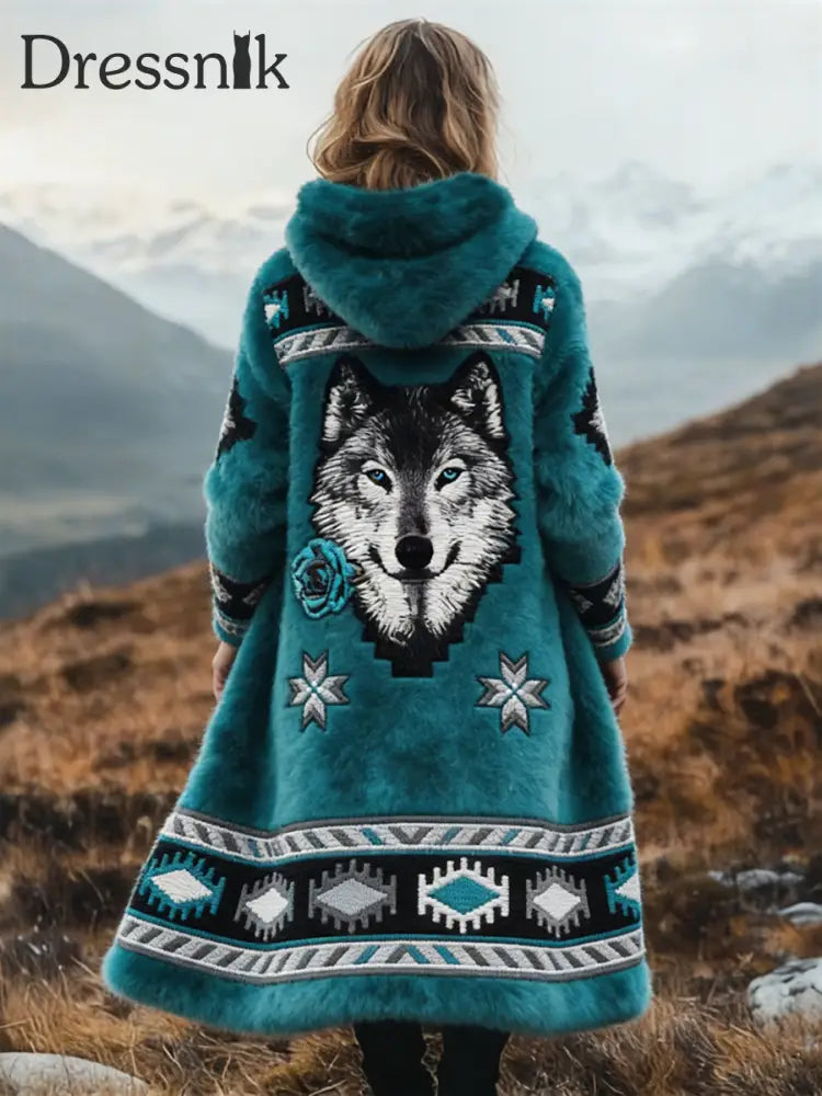 Westlicher Flanell mantel für Frauen blau / S