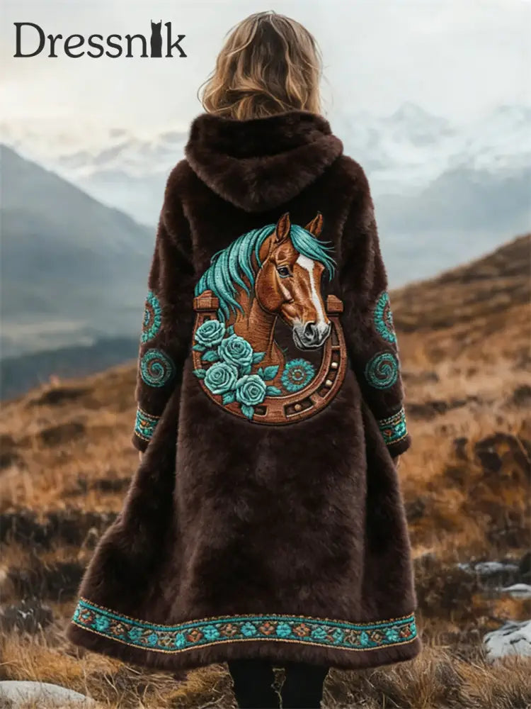 Westlicher Flanell mantel für Frauen Dunkelbraun / S