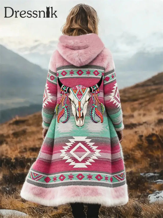 Westlicher Flanell mantel für Frauen Rosa / S