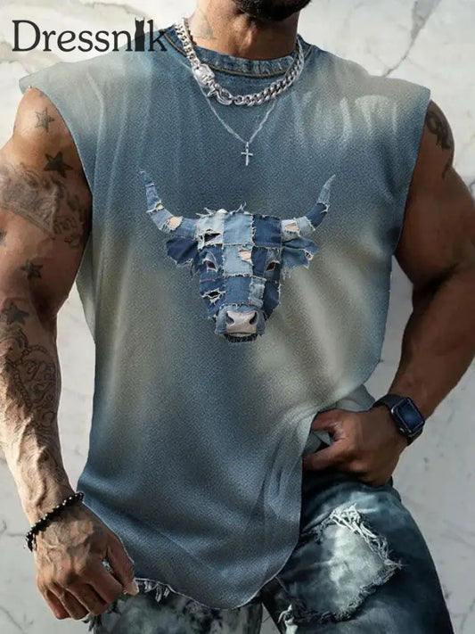 Westliches Highland-Vieh-T-Shirt für Männer blau / S