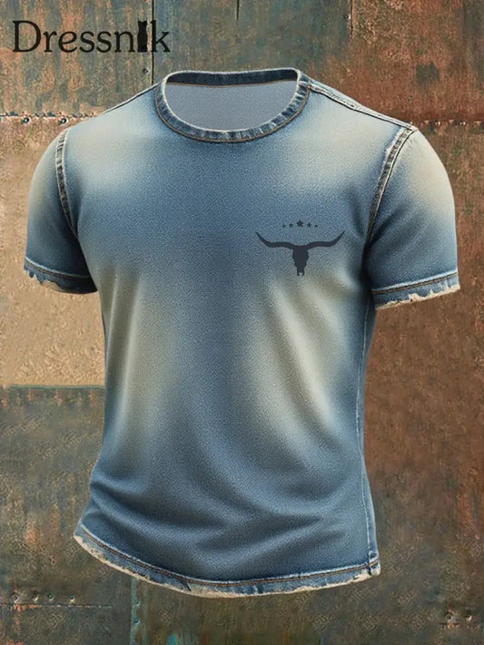 Westliches Jeans-T-Shirt für Männer blau / S