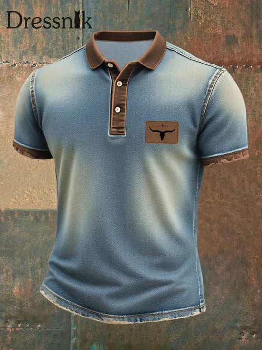 Westliches Jeans-T-Shirt für Männer blau / S
