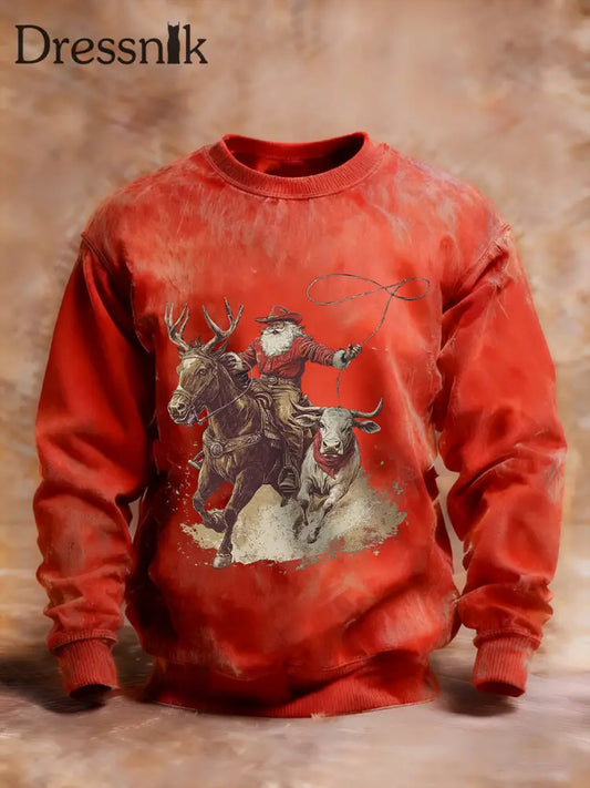 Westliches Weihnachts-Sweatshirt für Herren Rot / S