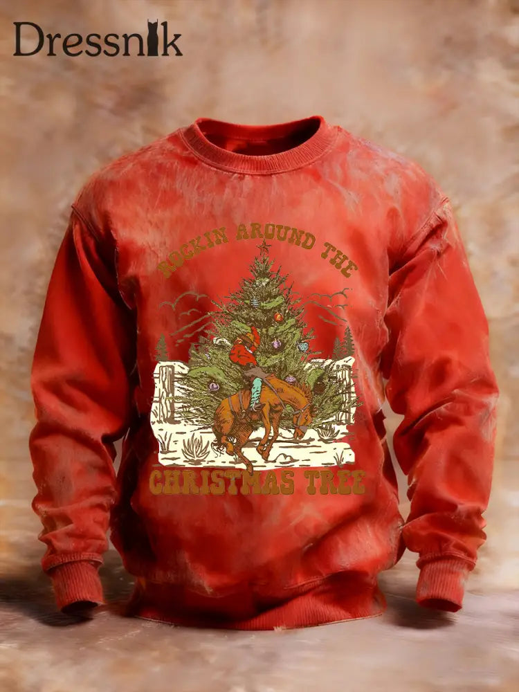 Westliches Weihnachts-Sweatshirt für Herren Rot / S