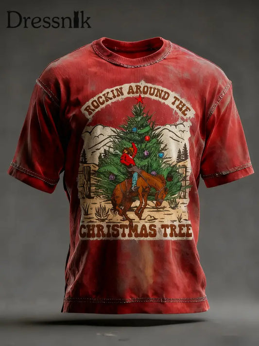 Westliches Weihnachts-T-Shirt für Männer Rot / S