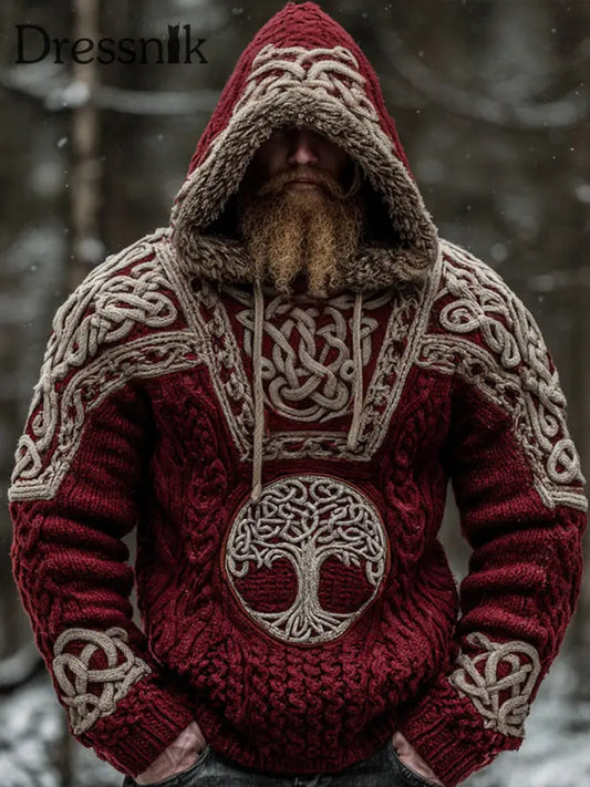Wikinger pullover im Weihnachts stil für Männer Weinrot / S