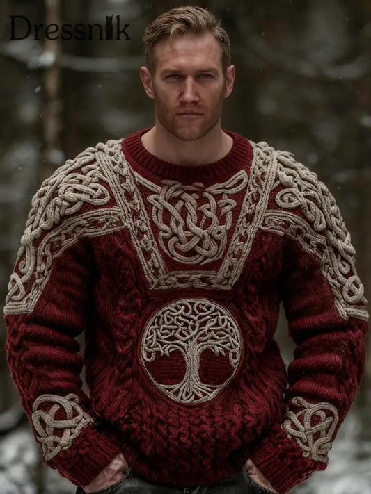 Wikinger pullover im Weihnachts stil für Männer Weinrot / S