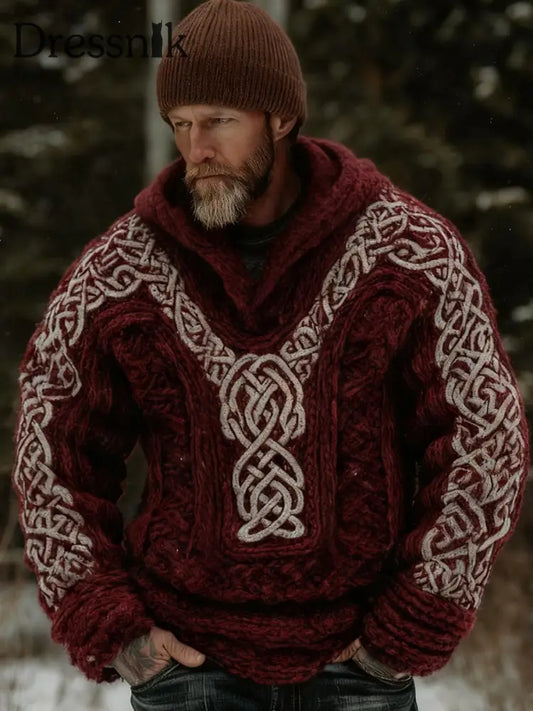 Wikinger pullover im Weihnachts stil für Männer Weinrot / S