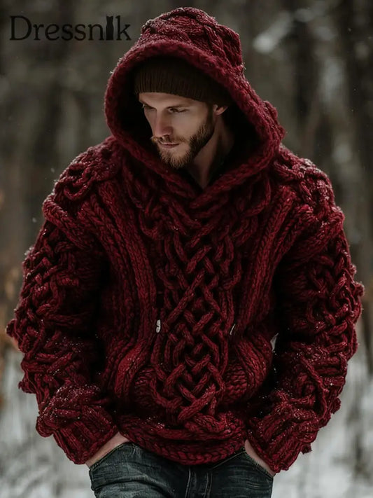 Wikinger pullover im Weihnachts stil für Männer Weinrot / S
