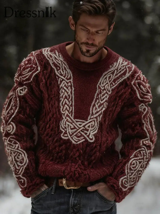 Wikinger pullover im Weihnachts stil für Männer Weinrot / S