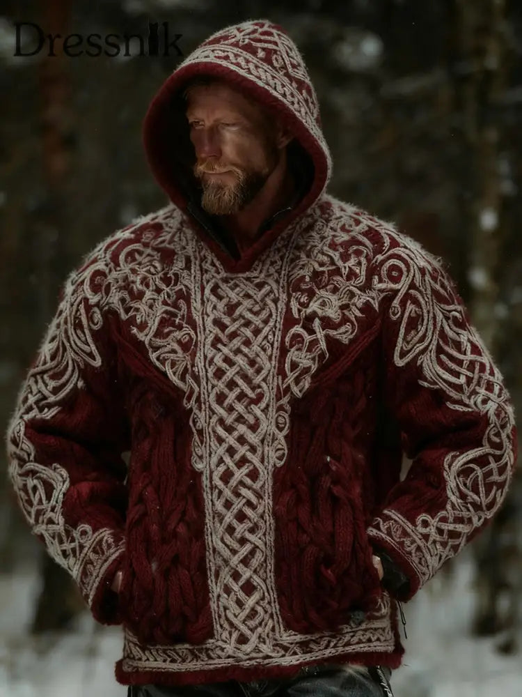 Wikinger pullover im Weihnachts stil für Männer Weinrot / S