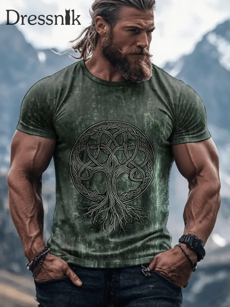 Wikinger-T-Shirt für Männer Dunkelgrün / S