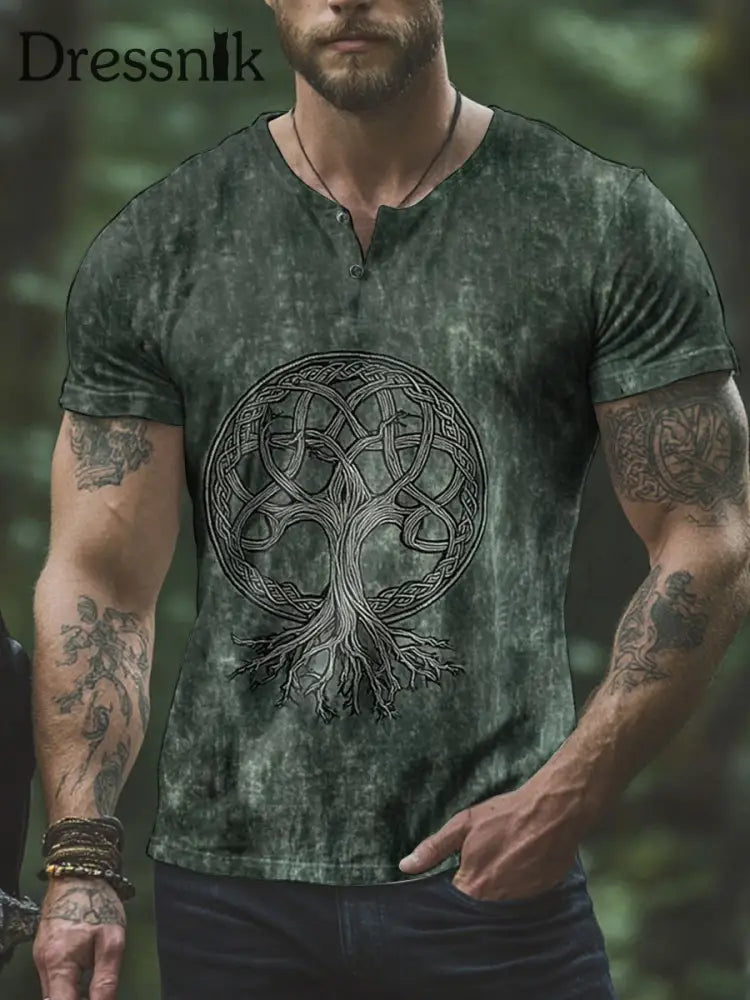 Wikinger-T-Shirt für Männer Dunkelgrün / S