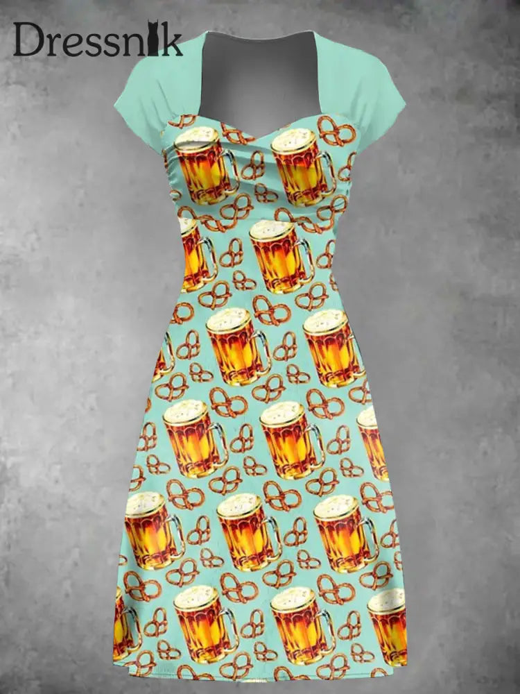 Women’s German Beer Day Print Dress Blue-Green / S