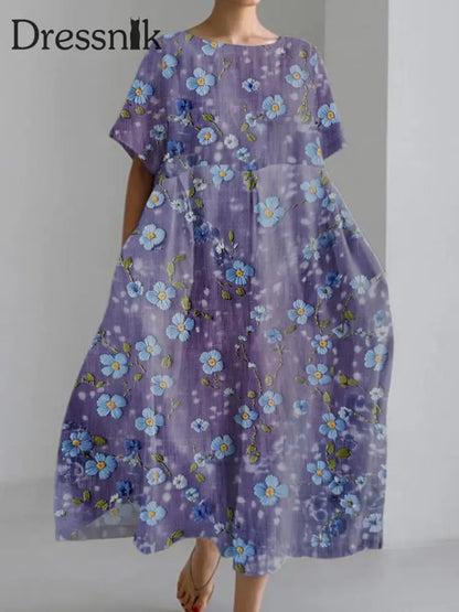 Women’s Purple Forget-Me-Not Print Alzheimer-Bewusstseins kleid