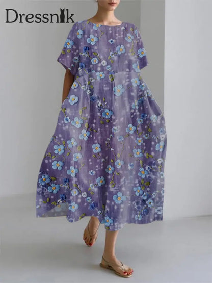 Women’s Purple Forget-Me-Not Print Alzheimer-Bewusstseins kleid