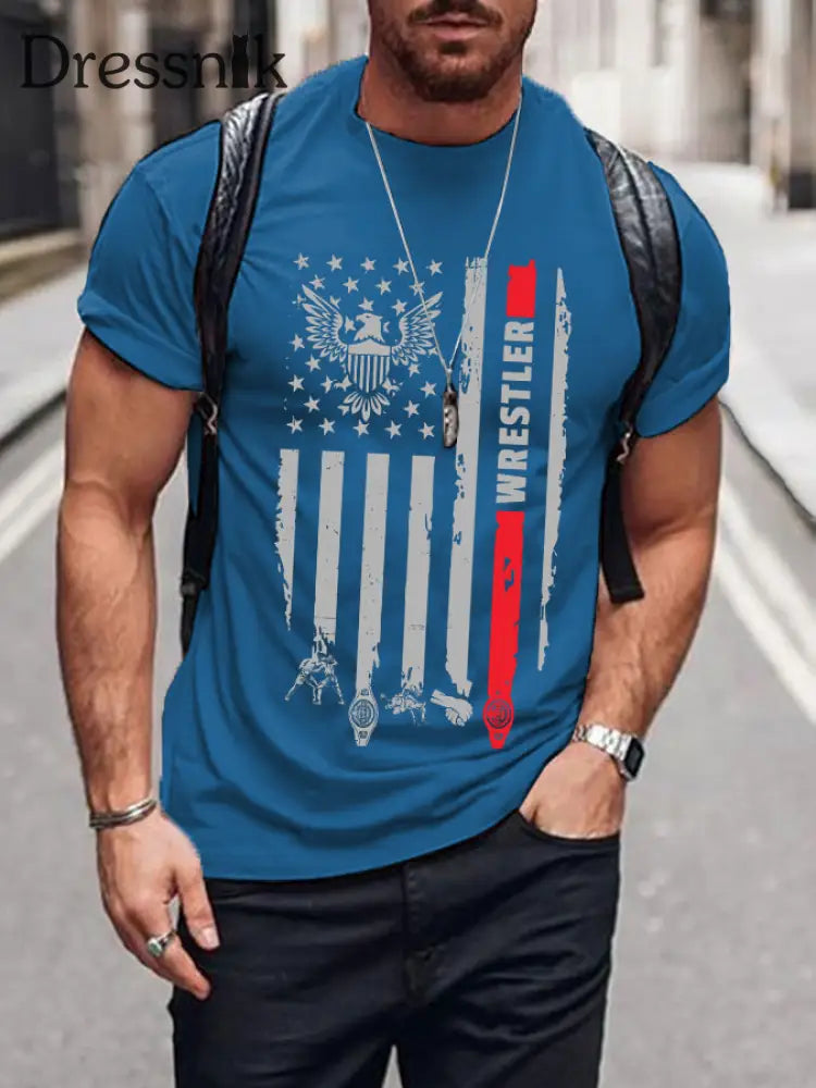 Wrestling-T-Shirts für Männer Blau / S