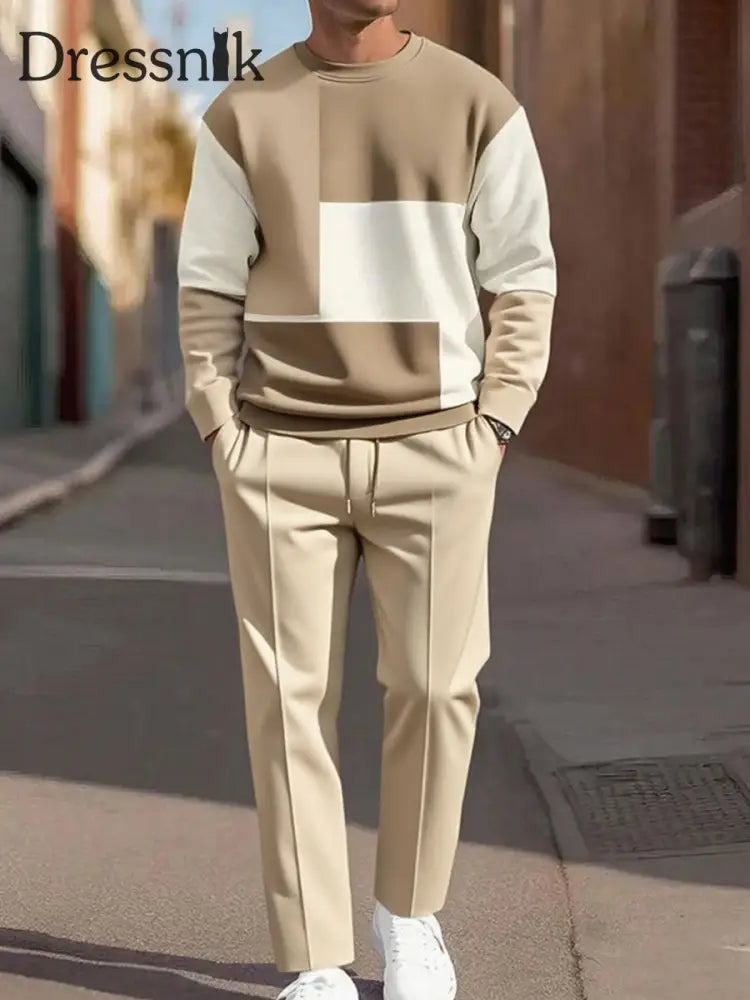 Zweiteilige Herren-Vintage-Minimalist ische Mode-Freizeit hose Khaki / S